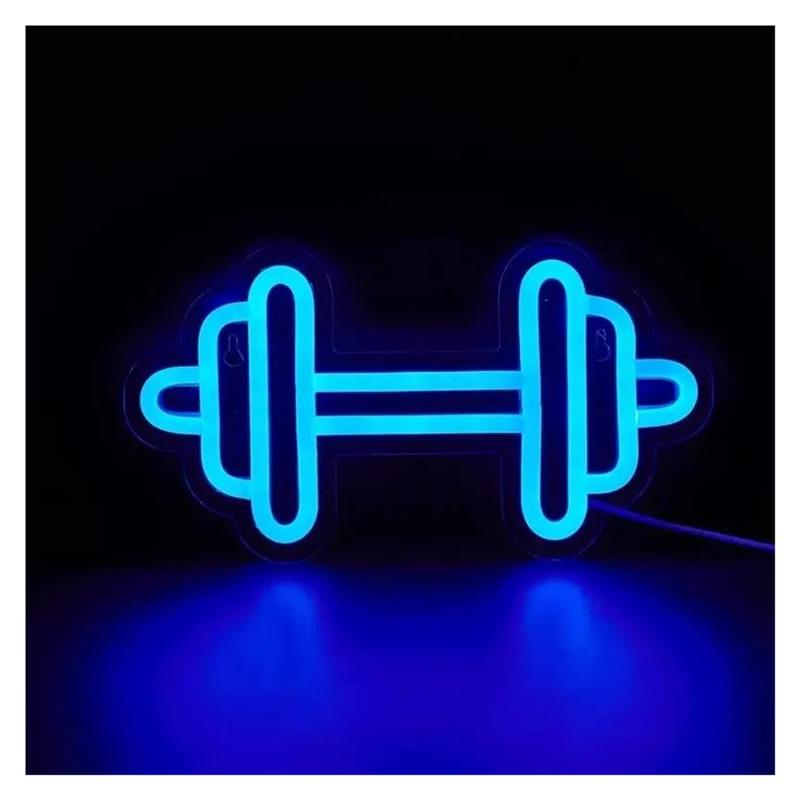 Home Gym Neon Sign - لافتة نيون على شكل دمبل تعمل