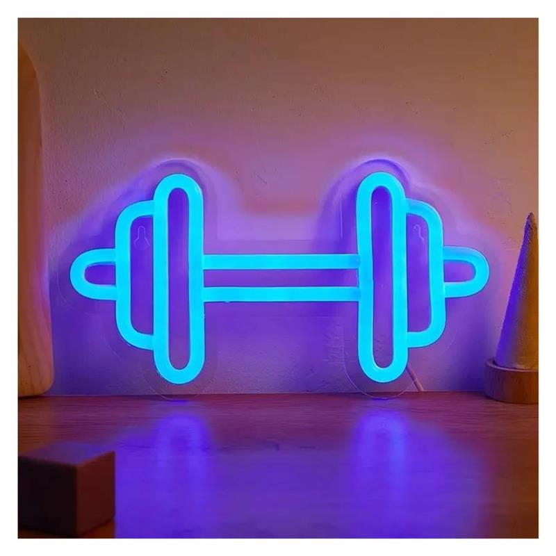لافتة نيون على شكل دمبل تعمل ب - مراجعة Home Gym Neon Sign وسعره