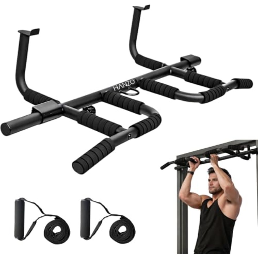 مجموعة قضبان سحب للباب مع أحزم - مراجعة Home Gym Set وسعره