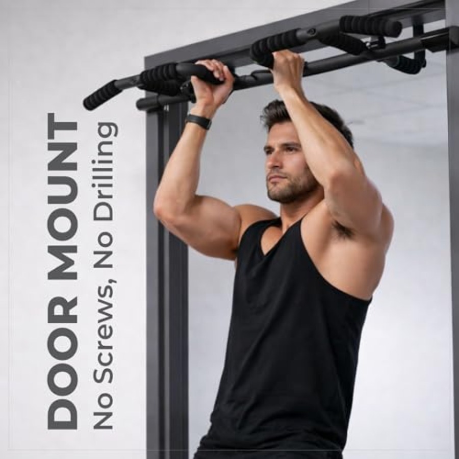 مجموعة قضبان سحب للباب مع أحزم - مراجعة Home Gym Set وسعره