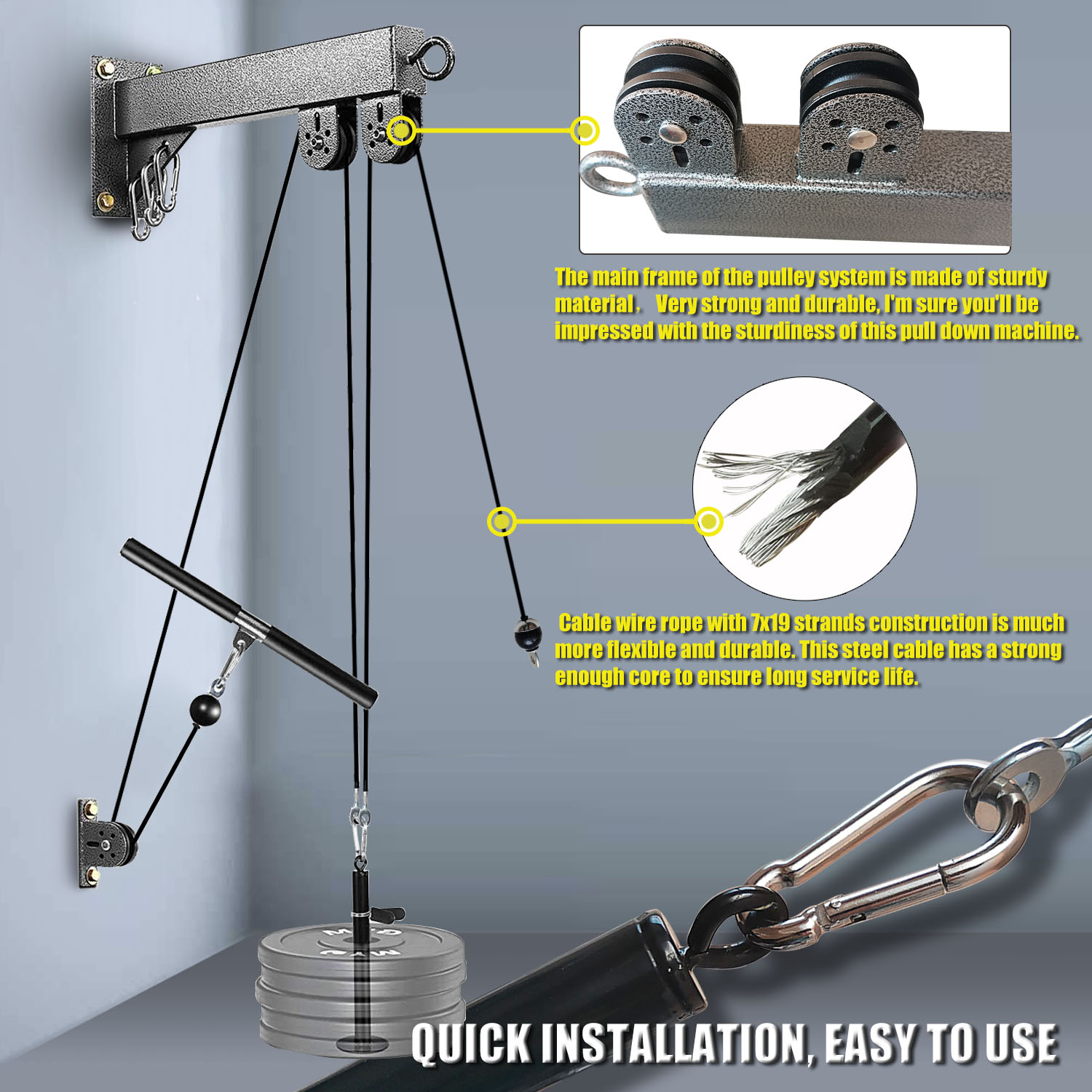 نظام بكرة مثبت على الحائط لليا - مراجعة Cable Pulley System وسعره