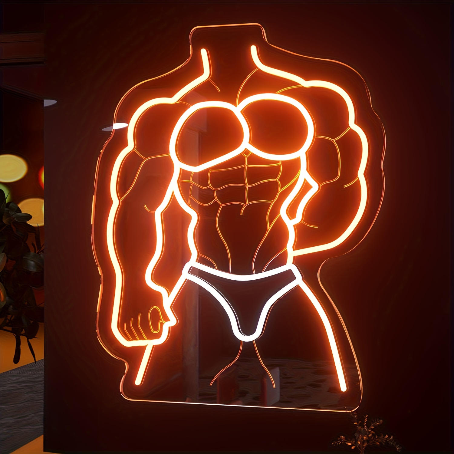العضلات رجل النيون البرتقالي ا - مراجعة Home Gym Neon Sign وسعره